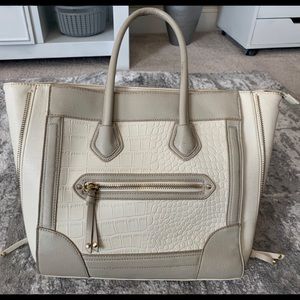 Tan/Cream Large Tote Handbag